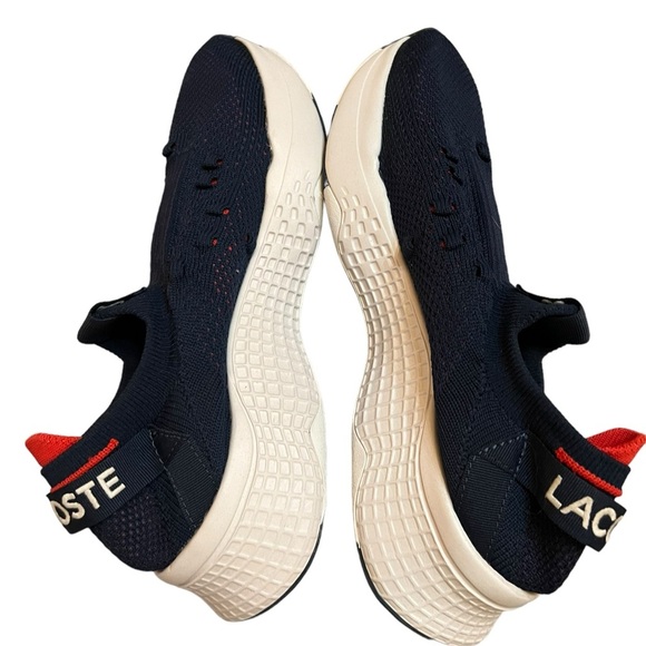 Lacoste Men`s  Court-Drive Textured Knit Sneaker Size 12Navy/Red - Picture 2 of 9
